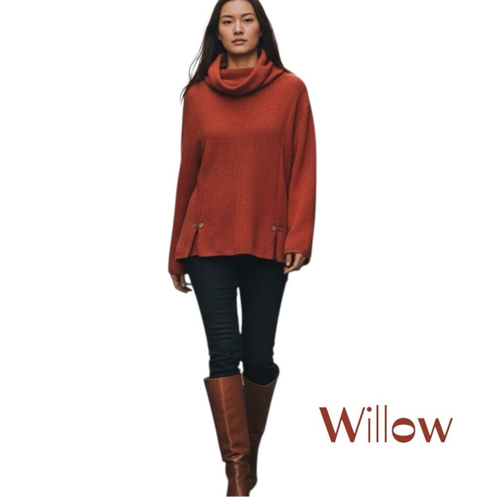 Willow Orange Speckled Long Sleeve Boxy Sweater Size M